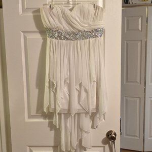 My Michelle white high-low strapless dress